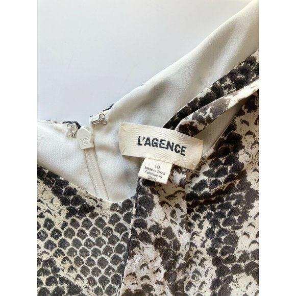 L'AGENCE Maeve Snake Print Silk Crepe V-Neck Tie Wide Leg Jumpsuit, Size 10 - Picture 10 of 13